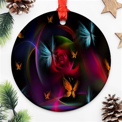 Beautiful Butterflies Rainbow Space Round Ornament (two Sides) by Mariart