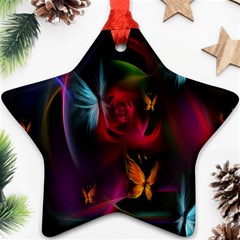 Beautiful Butterflies Rainbow Space Star Ornament (two Sides)