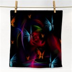 Beautiful Butterflies Rainbow Space Face Towel Front