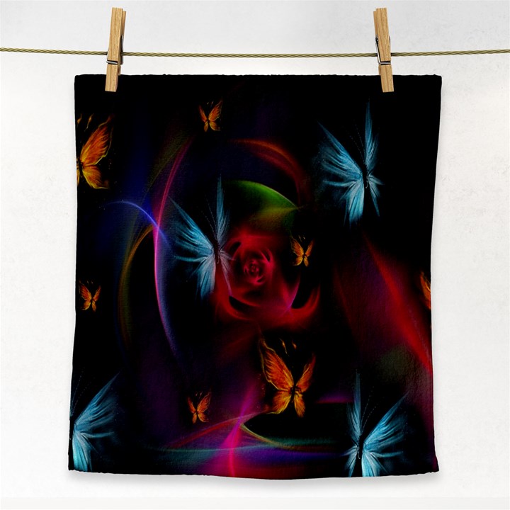 Beautiful Butterflies Rainbow Space Face Towel