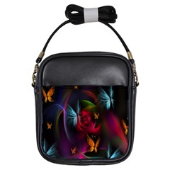 Beautiful Butterflies Rainbow Space Girls Sling Bags