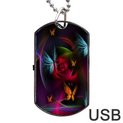 Beautiful Butterflies Rainbow Space Dog Tag Usb Flash (two Sides)