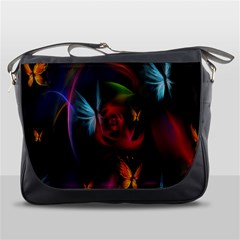 Beautiful Butterflies Rainbow Space Messenger Bags