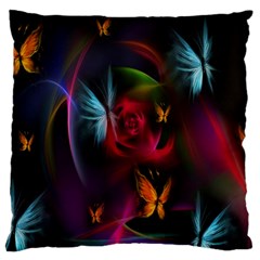 Beautiful Butterflies Rainbow Space Large Cushion Case (two Sides) by Mariart