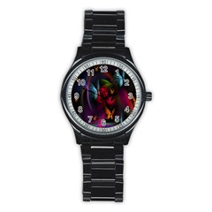 Beautiful Butterflies Rainbow Space Stainless Steel Round Watch