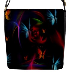 Beautiful Butterflies Rainbow Space Flap Messenger Bag (s) by Mariart