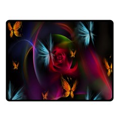 Beautiful Butterflies Rainbow Space Double Sided Fleece Blanket (small)  by Mariart