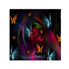 Beautiful Butterflies Rainbow Space Small Satin Scarf (square)