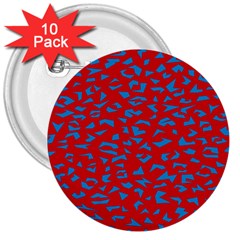 Blue Red Space Galaxy 3  Buttons (10 Pack) 