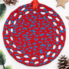 Blue Red Space Galaxy Round Filigree Ornament (two Sides) by Mariart