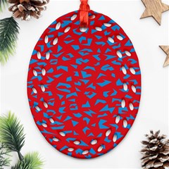 Blue Red Space Galaxy Oval Filigree Ornament (two Sides)