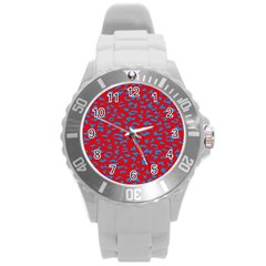 Blue Red Space Galaxy Round Plastic Sport Watch (l) by Mariart