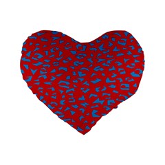 Blue Red Space Galaxy Standard 16  Premium Flano Heart Shape Cushions