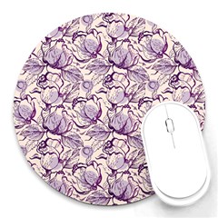 Vegetable Cabbage Purple Flower Round Mousepads