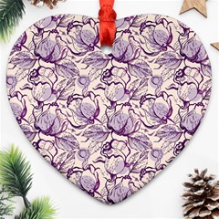 Vegetable Cabbage Purple Flower Ornament (heart)