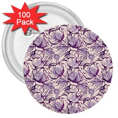 Vegetable Cabbage Purple Flower 3  Buttons (100 Pack)  by Mariart