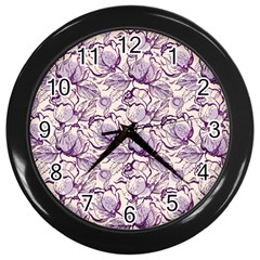 Vegetable Cabbage Purple Flower Wall Clocks (black) by Mariart