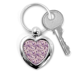 Vegetable Cabbage Purple Flower Key Chains (heart)  by Mariart