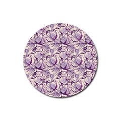 Vegetable Cabbage Purple Flower Rubber Coaster (round)  by Mariart