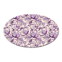 Vegetable Cabbage Purple Flower Oval Magnet