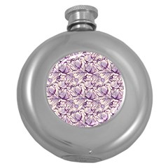 Vegetable Cabbage Purple Flower Round Hip Flask (5 Oz) by Mariart