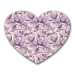 Vegetable Cabbage Purple Flower Heart Mousepads