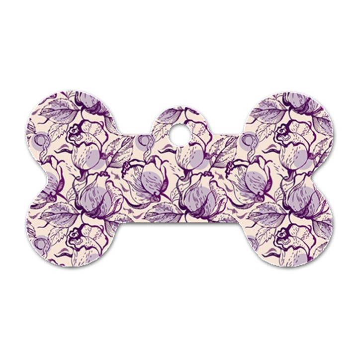 Vegetable Cabbage Purple Flower Dog Tag Bone (Two Sides)