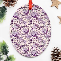 Vegetable Cabbage Purple Flower Ornament (oval Filigree)