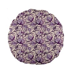 Vegetable Cabbage Purple Flower Standard 15  Premium Flano Round Cushions