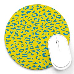 Blue Yellow Space Galaxy Round Mousepads