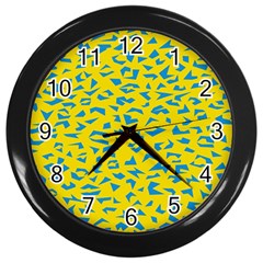 Blue Yellow Space Galaxy Wall Clocks (black)