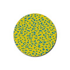 Blue Yellow Space Galaxy Rubber Coaster (round)  by Mariart