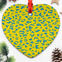 Blue Yellow Space Galaxy Heart Ornament (two Sides) by Mariart