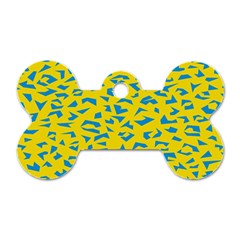 Blue Yellow Space Galaxy Dog Tag Bone (two Sides)