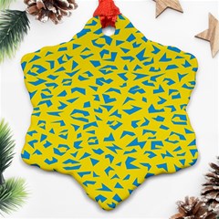 Blue Yellow Space Galaxy Snowflake Ornament (two Sides)