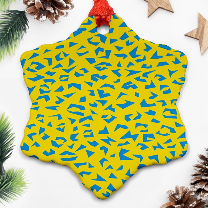 Blue Yellow Space Galaxy Snowflake Ornament (Two Sides)