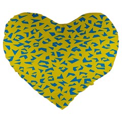 Blue Yellow Space Galaxy Large 19  Premium Heart Shape Cushions by Mariart