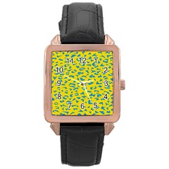 Blue Yellow Space Galaxy Rose Gold Leather Watch  by Mariart