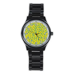 Blue Yellow Space Galaxy Stainless Steel Round Watch