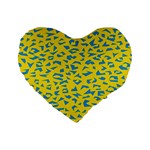 Blue Yellow Space Galaxy Standard 16  Premium Flano Heart Shape Cushions Front