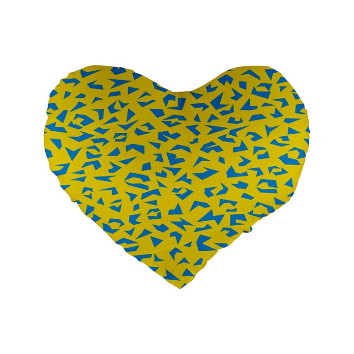 Blue Yellow Space Galaxy Standard 16  Premium Flano Heart Shape Cushions