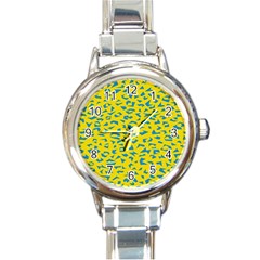 Blue Yellow Space Galaxy Round Italian Charm Watch