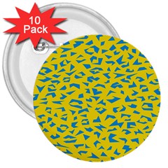 Blue Yellow Space Galaxy 3  Buttons (10 Pack) 