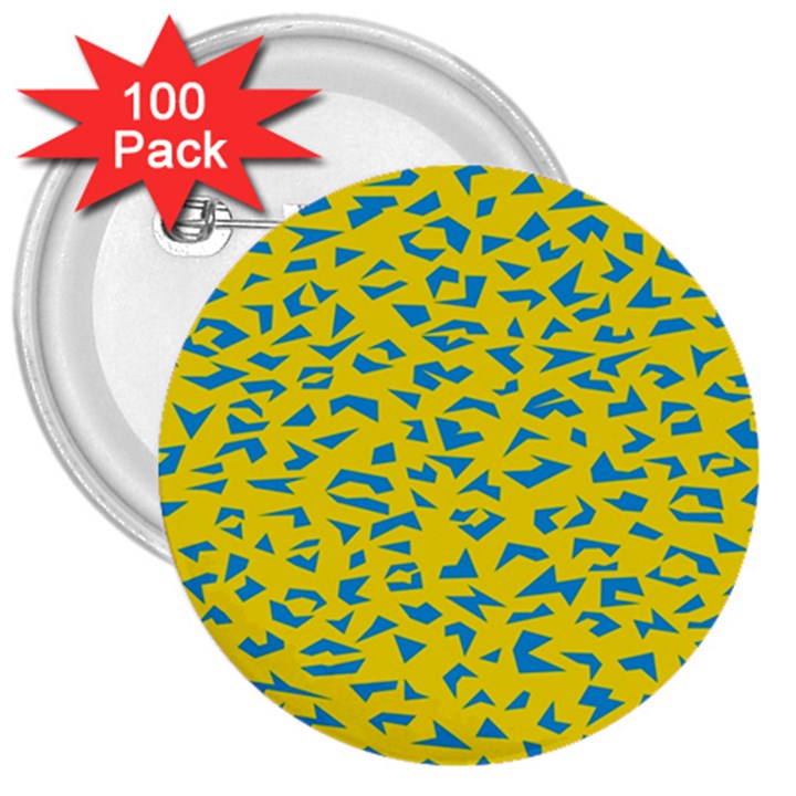 Blue Yellow Space Galaxy 3  Buttons (100 pack) 