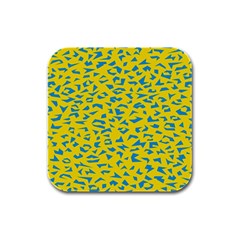 Blue Yellow Space Galaxy Rubber Square Coaster (4 Pack)  by Mariart