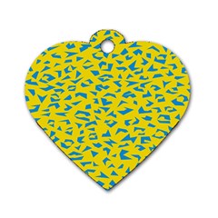 Blue Yellow Space Galaxy Dog Tag Heart (two Sides)