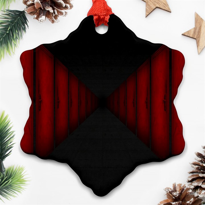 Black Red Door Ornament (Snowflake)