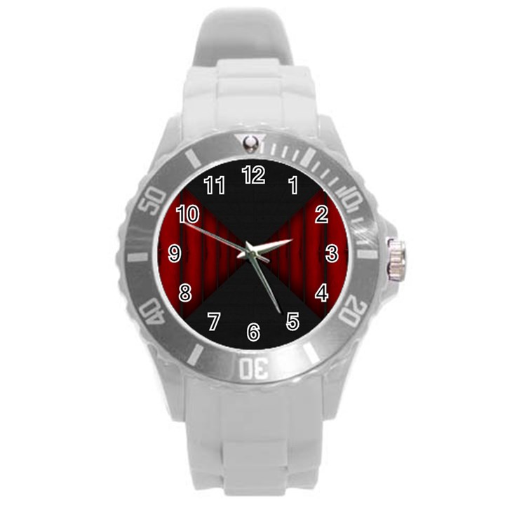 Black Red Door Round Plastic Sport Watch (L)