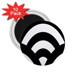 Circle White Black 2 25  Magnets (10 Pack) 