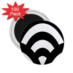 Circle White Black 2 25  Magnets (100 Pack) 